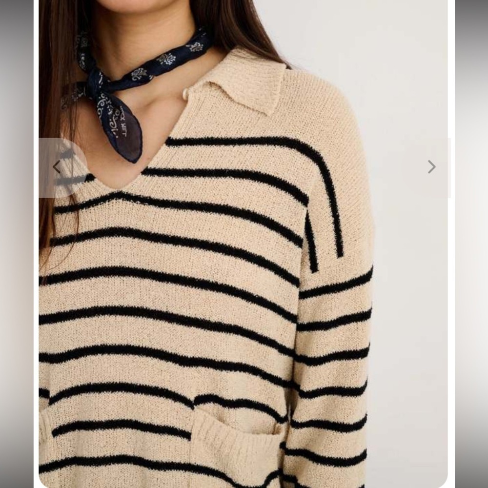 Alex Mill Alice Popover Sweater in Beige Black Stripe - Picture 2 of 12